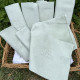 Huit serviettes brodées main antique monogramme DT Vert Amande - Villa Farese