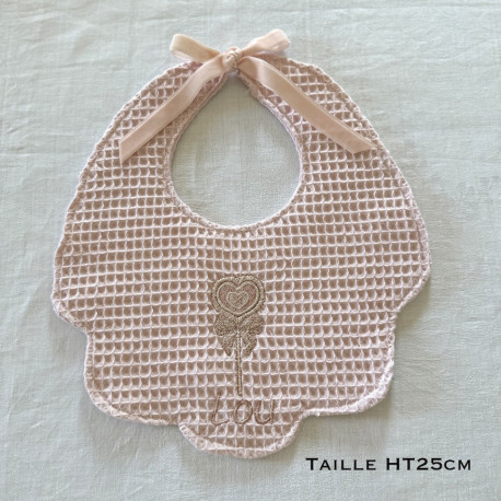Bavette brodée au prénom de l'enfant en nid d'abeille collection sucette - Villa Farese