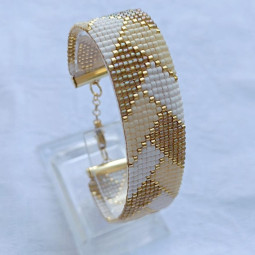 Bracelet manchette 3 couleurs - Perles en verre de marque Miyuki