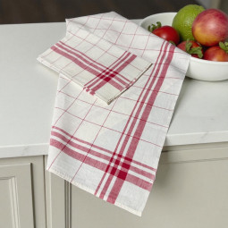 Torchon à carreaux brodé personnalisé à vos initiales collection Poulettes - Villa Farese