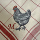 Torchon à carreaux brodé personnalisé à vos initiales collection Poulettes - Villa Farese