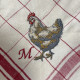 Torchon à carreaux brodé personnalisé à vos initiales collection Poulettes - Villa Farese