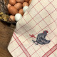 Torchon à carreaux brodé personnalisé à vos initiales collection Poulettes - Villa Farese
