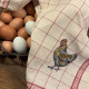 Torchon à carreaux brodé personnalisé à vos initiales collection Poulettes - Villa Farese