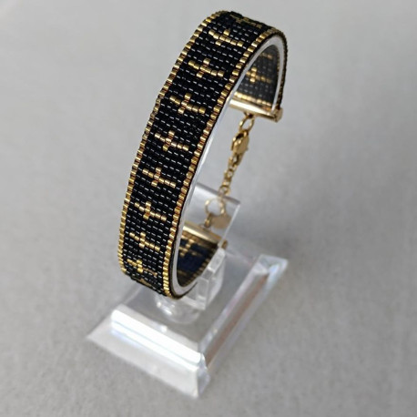 Bracelet tissé motif croix - Perles en verre de marque Miyuki - Villa Farese