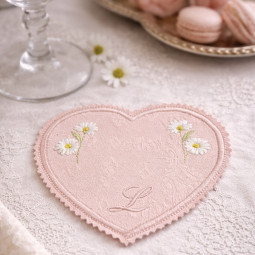 Six Sous-verres brodés à votre initiale damassé vintage - Villa Farese