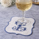Six sous-verres brodés à votre initiale en damassé vintage collection Royal - Villa Farese