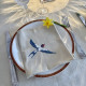 Serviette de table brodée prénom ou initiale damassé vintage – Hirondelles - Villa Farese