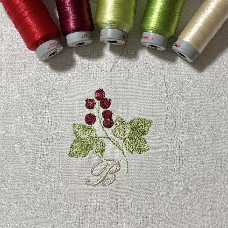 Broderie Cassis rouge